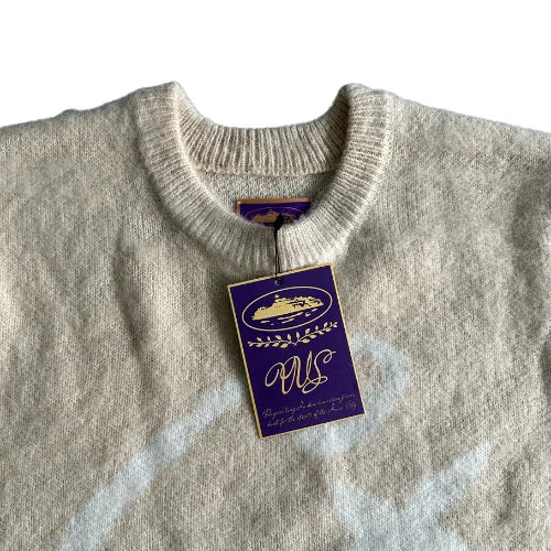 Corteiz C Star Mohair Knit Sweatshirt - Cream