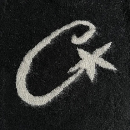 Corteiz C Star Mohair Knit Sweatshirt - Black