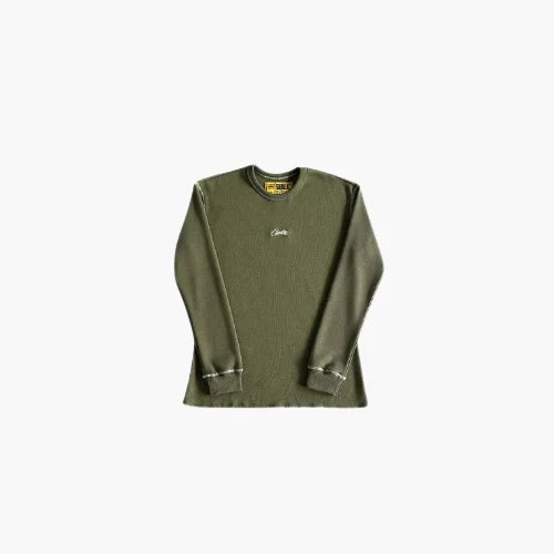 Cortiez Waffle C Stars Long Sleeve-Army Green