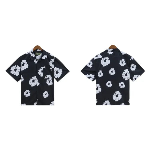 Denim Tears Wreath Black Shirt Hawaiian Style