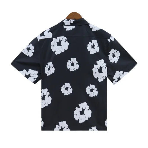 Denim Tears Wreath Black Shirt Hawaiian Style