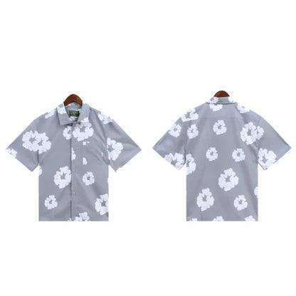 Denim Tears Wreath Grey Shirt Hawaiian Style