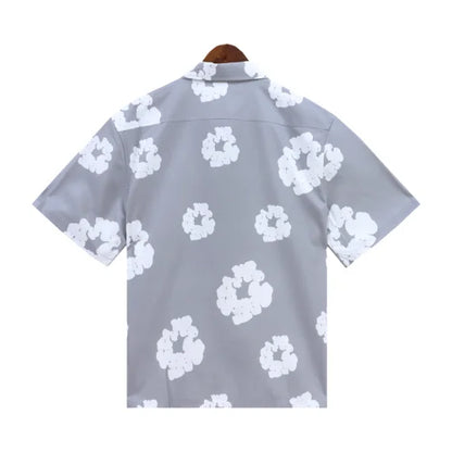 Denim Tears Wreath Grey Shirt Hawaiian Style