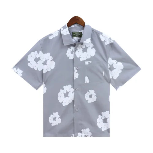 Denim Tears Wreath Grey Shirt Hawaiian Style