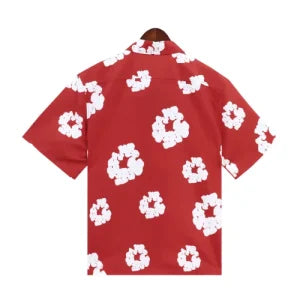 Denim Tears Wreath Shirt Dark Red Hawaiian Style