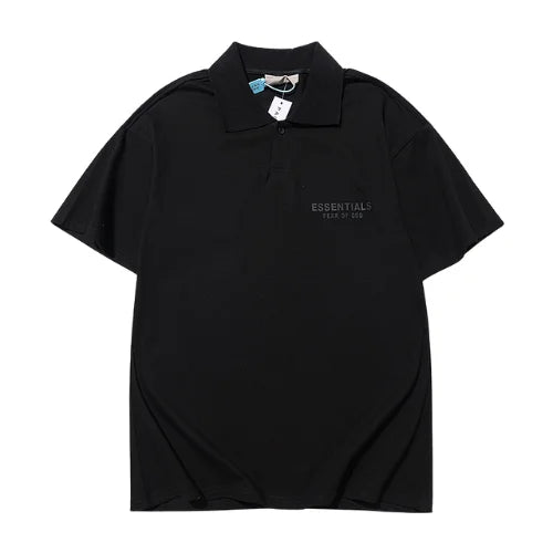 Essentials Black Collar T Shirt