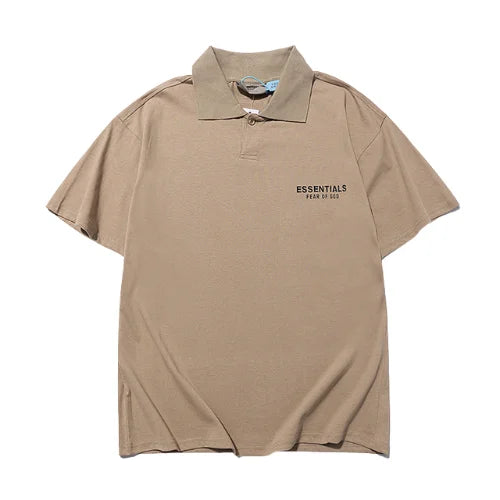 Essentials Brown Collar T Shirt