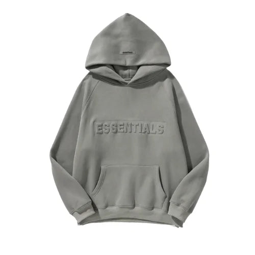 Essentials Embossed Relief Grey Hoodie
