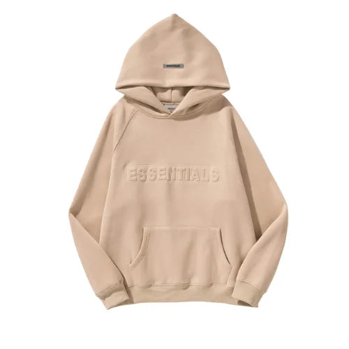 Essentials Embossed Relief Light Brown Hoodie