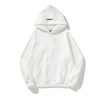Essentials Embossed Relief White Hoodie