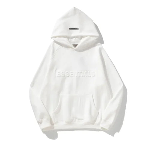 Essentials Embossed Relief White Hoodie