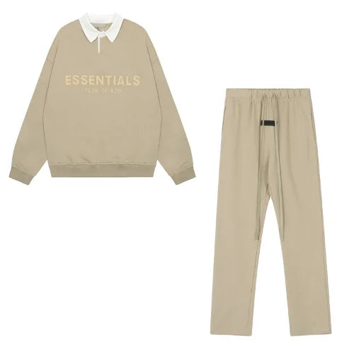 Essentials Waffle Henley Rugby Sand Tracksuit