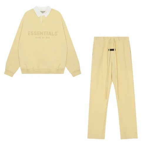 Essentials Waffle Henley Rugby Yellow Tracksuit