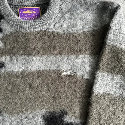 Corteiz Mohair KNIT Sweatshirt [GREY CAMO]