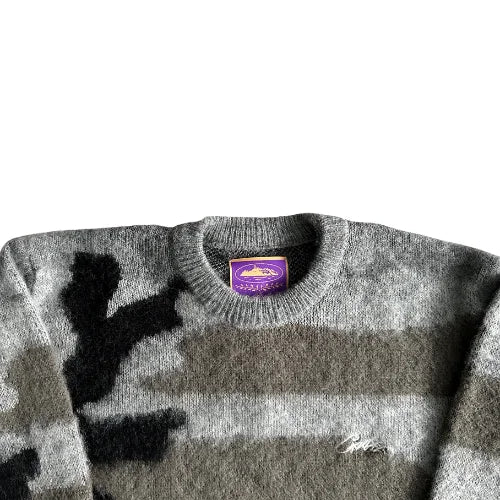 Corteiz Mohair KNIT Sweatshirt [GREY CAMO]