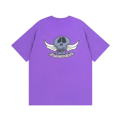 Stussy Skull Wings Pigment Dyed T Shirt Purple