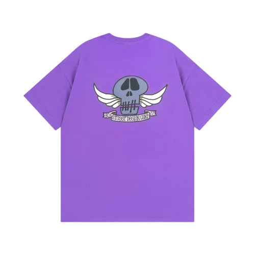 Stussy Skull Wings Pigment Dyed T Shirt Purple
