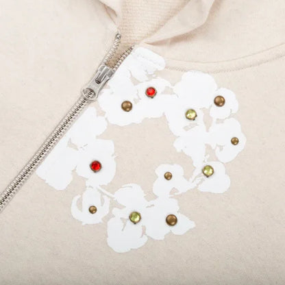 Denim Tears Rhinestone Cotton Wreath Zip Hoodie Oatmeal, alternative view