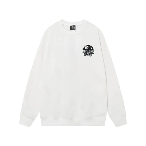 Stussy 8 Ball Corp Crew White
