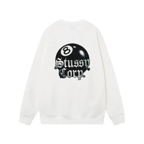 Stussy 8 Ball Corp Crew White
