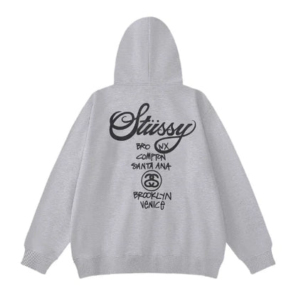 Stussy Bluza World Tour Zip Grey