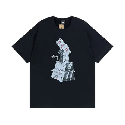 Stussy House Of Cards T Shirt Black