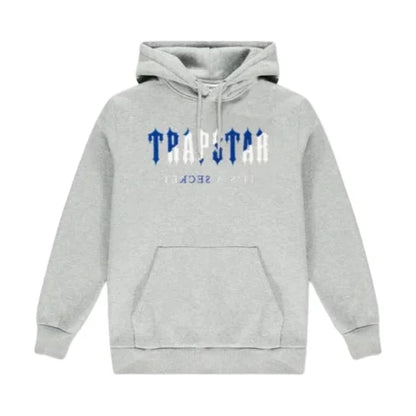Trapstar Chenille Decoded Hoodie Grey Dazzling Blue