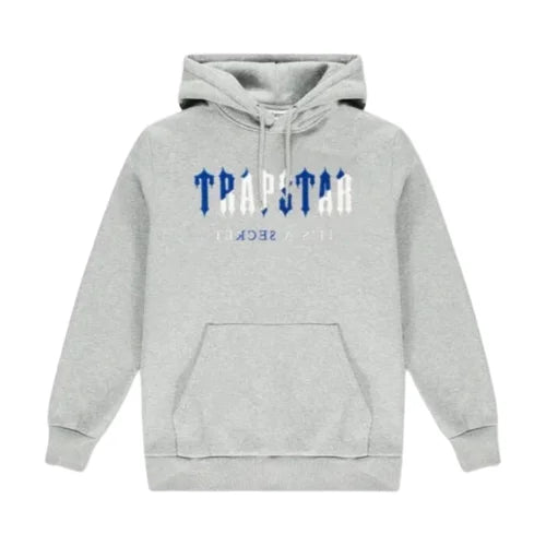 Trapstar Chenille Decoded Hoodie Grey Dazzling Blue