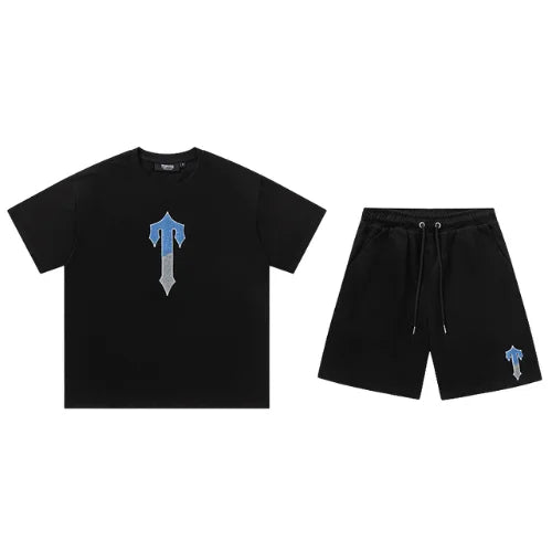 Trapstar Irongate Tee Shorts Set Black Grey