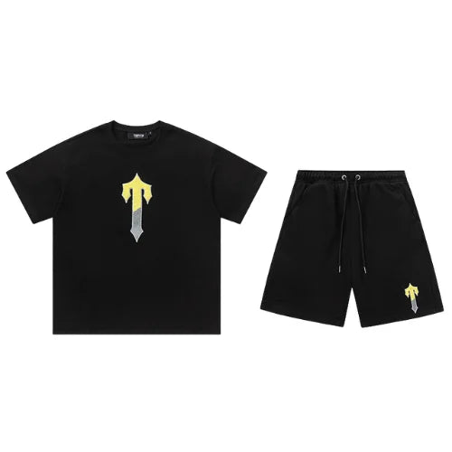 Trapstar Irongate Tee Shorts Set Black Yellow