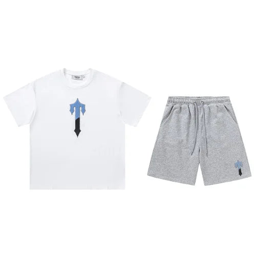 Trapstar Irongate Tee Shorts Set White Grey